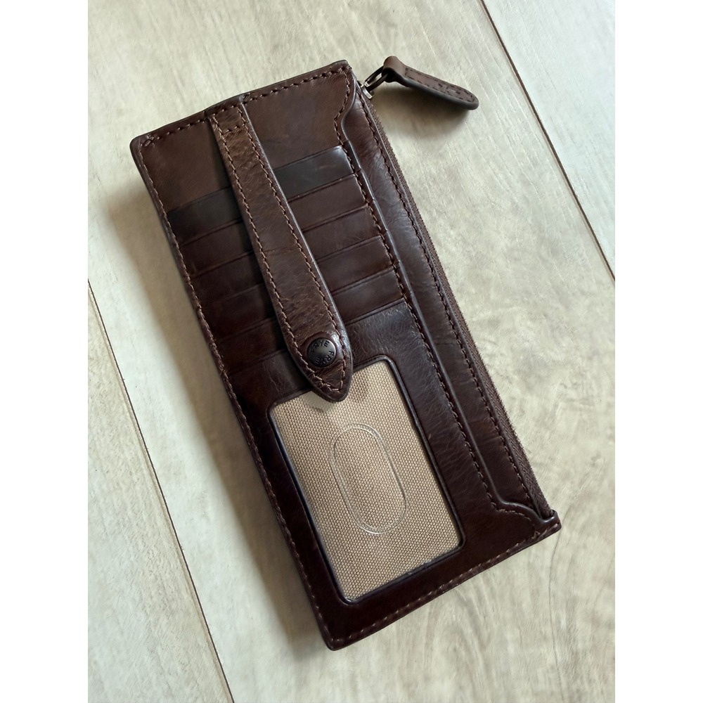 Frye Melissa Snap Card Wallet Distressed Leather Western Boho Dark Brown - Picture 9 of 9